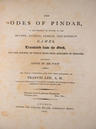 The Odes of Pindar, In Celebration of Victors in the Olympic, Pythian, Nemean, and Isthmian Games.