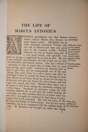 Plutarch's Lives of the Noble Grecians and Romans Englished by Sir Thomas North