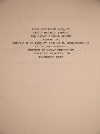 A Thousand Days John F. Kennedy in the White House
