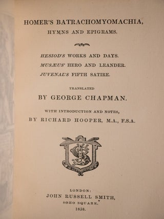 The Odysseys of Homer, Homer's Batrachomyomachia Hymns and Epigrams