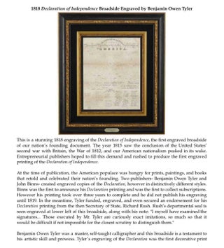 1818 Declaration of Independence Broadside Engraved by Benjamin Owen Tyler