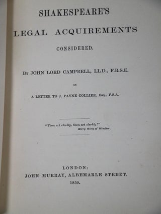 Shakespeare's Legal Acquirements Considered