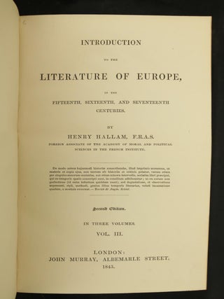 Introduction to the Literature of Europe