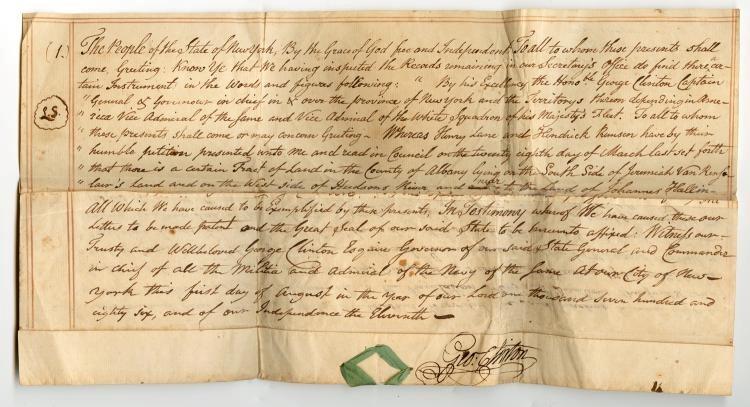 Item #268 Mohawk Indian Land Purchase Signed by New York Governor George Clinton