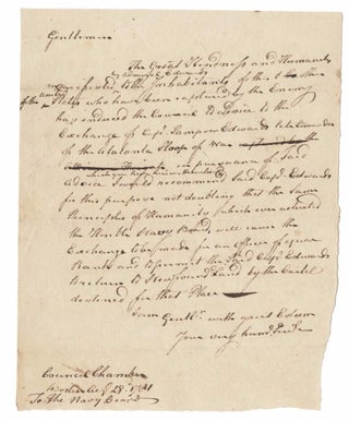 John Hancock Docketed American Revolution Prisoner Exchange Letter