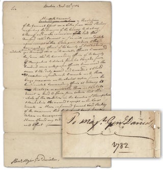 Item #305 John Hancock Designs of the Enemy to Destroy Albany Revolutionary War Letter