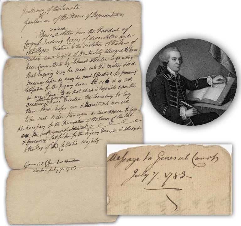 Item #309 John Hancock Draft "I Received a Letter From the President of Congress"