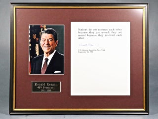 Item #321 Ronald Reagan *SIGNED* "Mistrust" Between Nations U.N. General Assembly