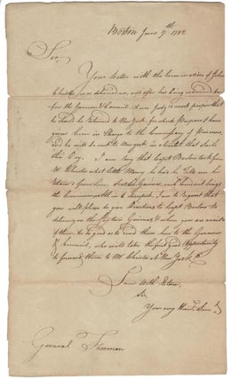 John Hancock Docketed Letter to General Freeman Regarding Prisoners