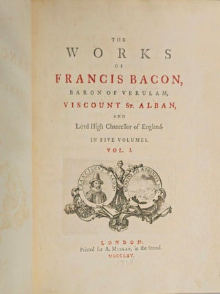 1765 Works of Francis Bacon Fine Leather Bindings Quarto 12" Tall Scarce Edition