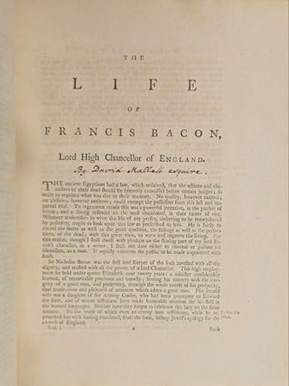 1765 Works of Francis Bacon Fine Leather Bindings Quarto 12" Tall Scarce Edition