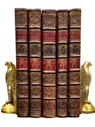 1765 Works of Francis Bacon Fine Leather Bindings Quarto 12" Tall Scarce Edition