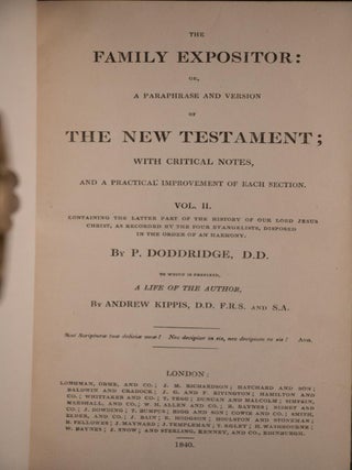 1840 The Family Expositor by Philip Doddridge Spurgeon Recommended Fine Leather