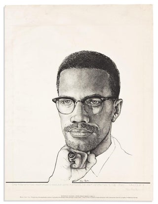 1986 MALCOLM X Print #74 of 100 Signed by Artist Avery Clayton