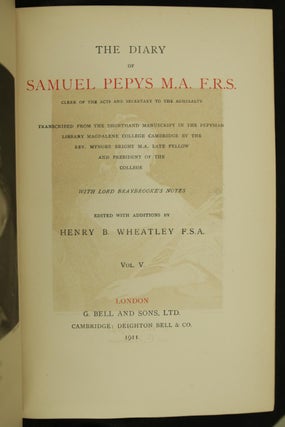 1912 The Diary of Samuel Pepys-10 Vols-Fold Outs Leather Bound by Bickers & Son