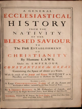 1702 Church History from Birth of Christ to Constantine Folio 14"Tall 1stEdition