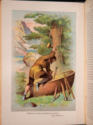 1880 Robinson Crusoe by Daniel Defoe Fine Binding Illustrated Color Plates Rare