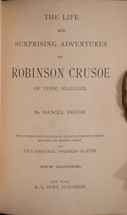 1880 Robinson Crusoe by Daniel Defoe Fine Binding Illustrated Color Plates Rare