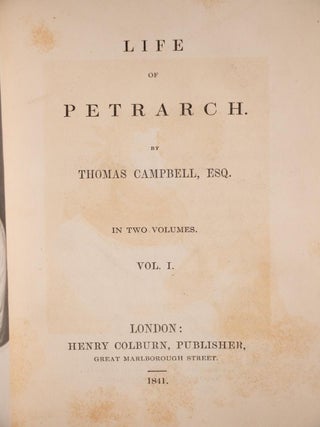 1841 The Life of Petrarch Fine Leather Binding First Edition Rare 184 Years Old