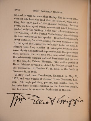 1900 Writings of John Lothrop Motley Limited Edition Signed Document FineLeather