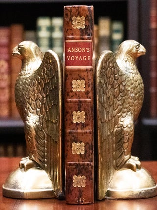 Item #620 1749 A Voyage Round the World by George Anson Fine Leather Fold Out Maps. George Anson