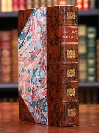 1749 A Voyage Round the World by George Anson Fine Leather Fold Out Maps