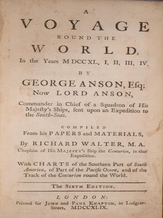 1749 A Voyage Round the World by George Anson Fine Leather Fold Out Maps