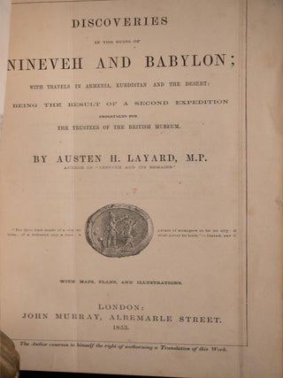 1853 1stED Discoveries in the Ruins of Nineveh Babylon Fine Leather Illustrated