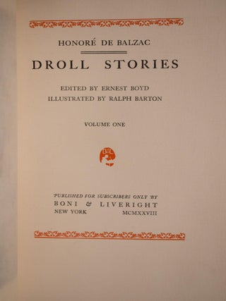 1928 Honore De Balzac DROLL STORIES Signed by Publisher Limited Edition 10" Tall