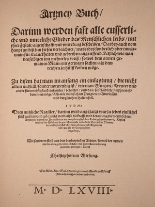Medieval Medicine Book of Christoph Wirsung Renaissance Middle Ages 13" Tall
