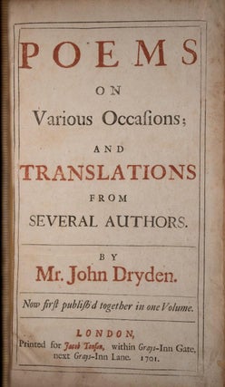 1701 Poems & Translations of John Dryden Homer First One Volume Edition Folio
