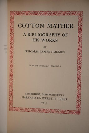 1940 Cotton Mather Increase Mather Minor Mathers Bibliography of Works Limited