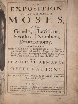 1707 An Exposition of the Five Books of Moses Torah First Edition 13" Tall Scarce