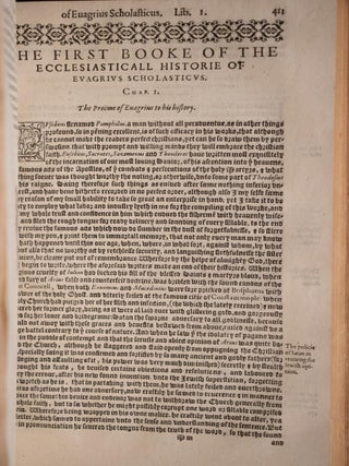 1607 The Ancient Ecclesiastical Eusebius Socrates Lives of Apostles Prophets