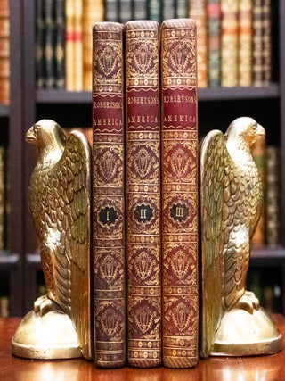 Item #739 1783 The History of America William Robertson Fine Leather Bindings Folding Maps....