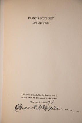 1937 Francis Scott Key Life & Times Limited Edition Signed by Author 1st Edition