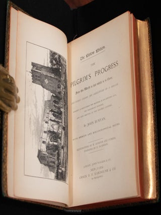 1880 Pilgrims Progress John Bunyan Cover Made From Panels of Church He Pastored