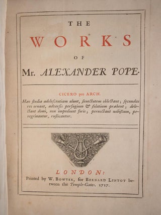 1717 The Works of Alexander Pope First Editions Rape of the Lock Odyssey 12"Tall
