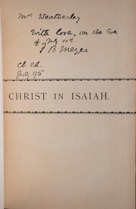 c.1880 Christ in Isaiah by F.B. Meyer Signed by Author Spurgeon Recommended