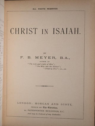 c.1880 Christ in Isaiah by F.B. Meyer Signed by Author Spurgeon Recommended