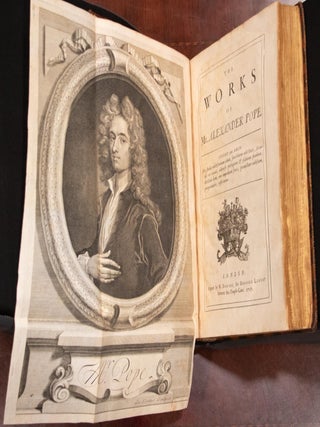1717 The Works of Alexander Pope Fine Leather Folio 12" Tall Rare 308 Years Old