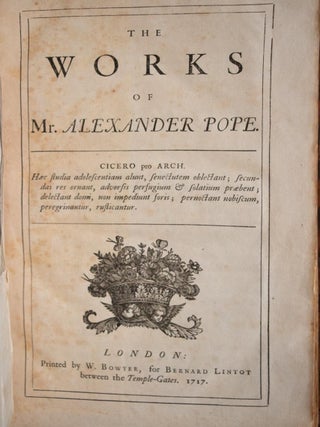1717 The Works of Alexander Pope Fine Leather Folio 12" Tall Rare 308 Years Old