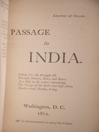 Leaves of Grass Passage To India Democratic Vistas