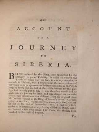 A Journey Into Siberia Made By The Order Of The King Of France.