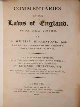COMMENTARIES ON THE LAWS OF ENGLAND