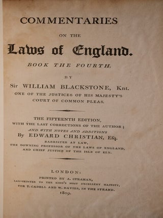 COMMENTARIES ON THE LAWS OF ENGLAND